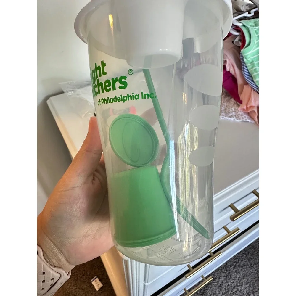 Weight Watchers Salad Shaker Cup with‎ Fork and Dressing Container Green White